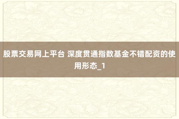 股票交易网上平台 深度贯通指数基金不错配资的使用形态_1