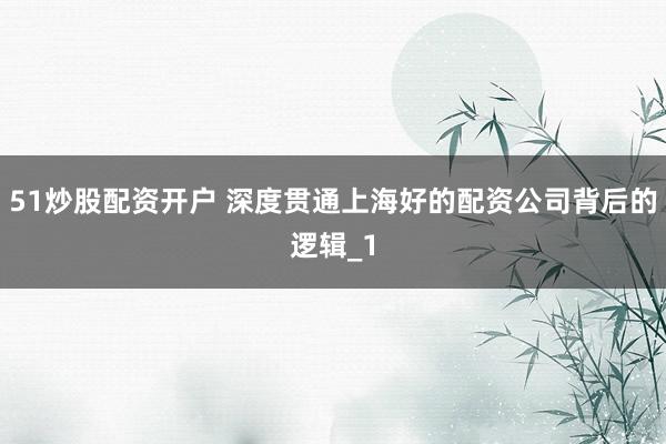 51炒股配资开户 深度贯通上海好的配资公司背后的逻辑_1