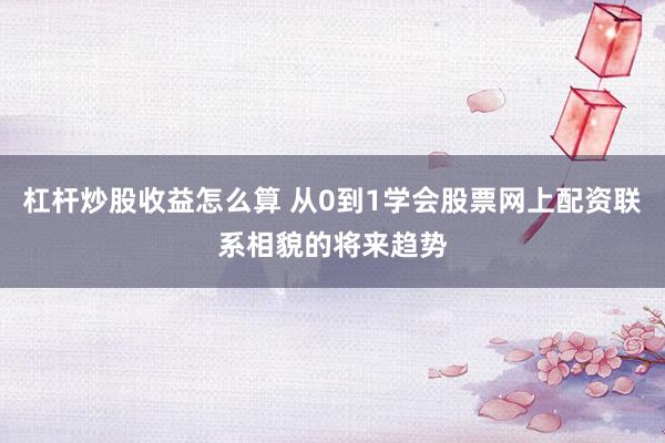 杠杆炒股收益怎么算 从0到1学会股票网上配资联系相貌的将来趋势