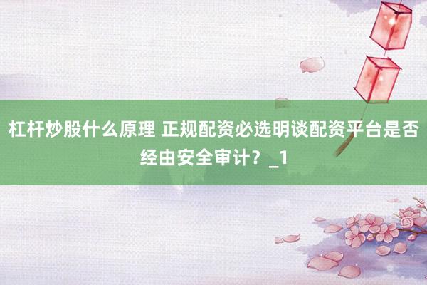 杠杆炒股什么原理 正规配资必选明谈配资平台是否经由安全审计？_1
