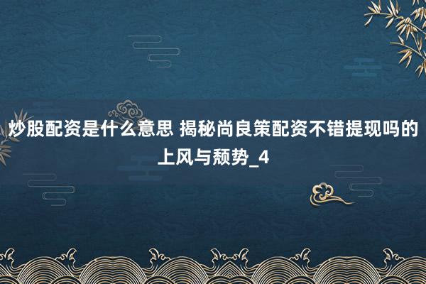 炒股配资是什么意思 揭秘尚良策配资不错提现吗的上风与颓势_4