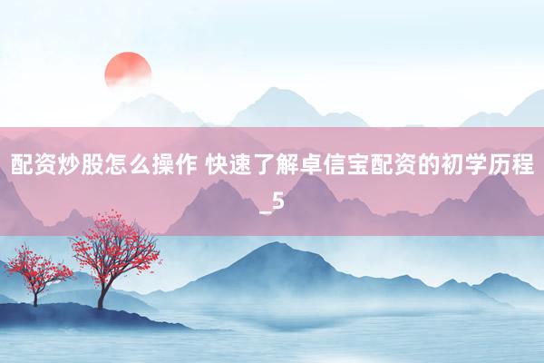 配资炒股怎么操作 快速了解卓信宝配资的初学历程_5
