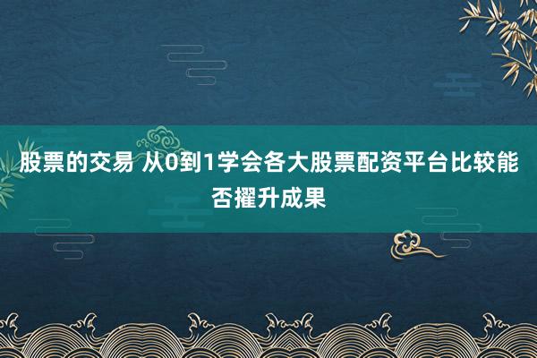 股票的交易 从0到1学会各大股票配资平台比较能否擢升成果