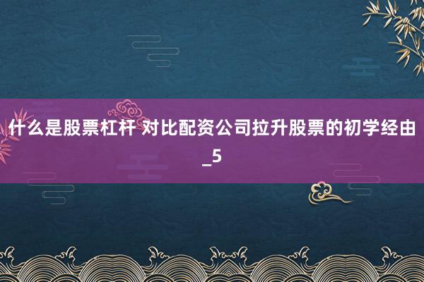 什么是股票杠杆 对比配资公司拉升股票的初学经由_5