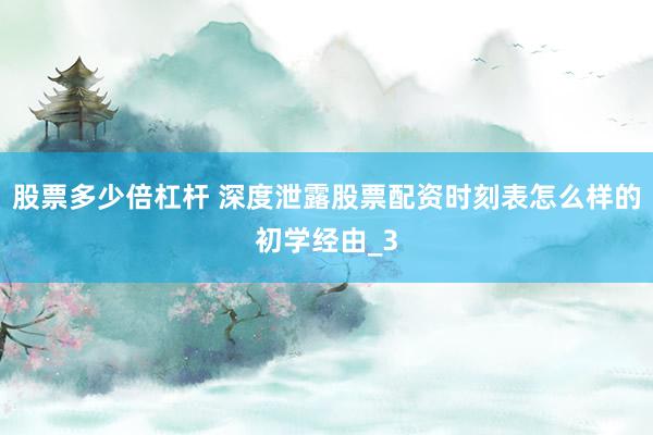 股票多少倍杠杆 深度泄露股票配资时刻表怎么样的初学经由_3