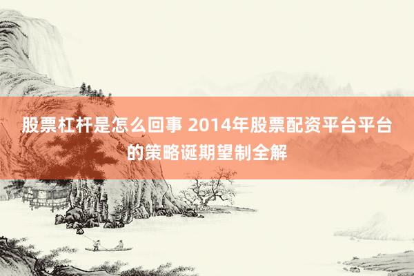 股票杠杆是怎么回事 2014年股票配资平台平台的策略诞期望制全解