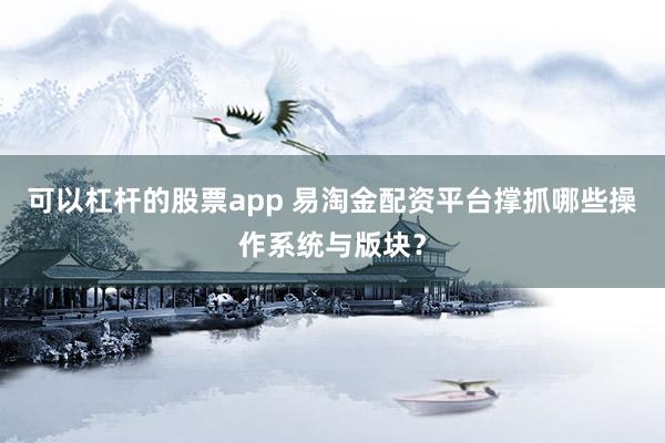 可以杠杆的股票app 易淘金配资平台撑抓哪些操作系统与版块？