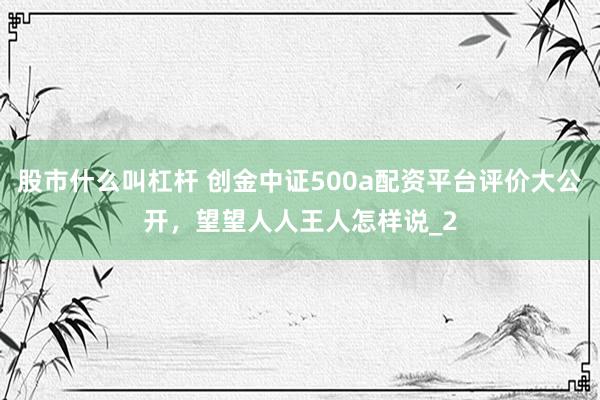 股市什么叫杠杆 创金中证500a配资平台评价大公开，望望人人王人怎样说_2