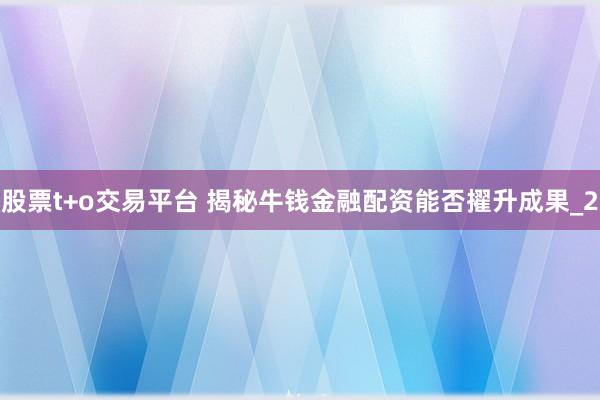 股票t+o交易平台 揭秘牛钱金融配资能否擢升成果_2