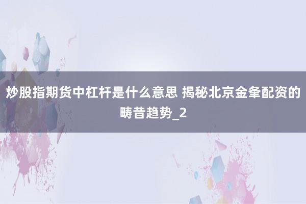 炒股指期货中杠杆是什么意思 揭秘北京金夆配资的畴昔趋势_2