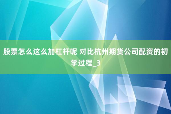 股票怎么这么加杠杆呢 对比杭州期货公司配资的初学过程_3
