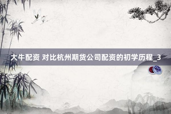 大牛配资 对比杭州期货公司配资的初学历程_3