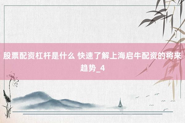 股票配资杠杆是什么 快速了解上海启牛配资的将来趋势_4