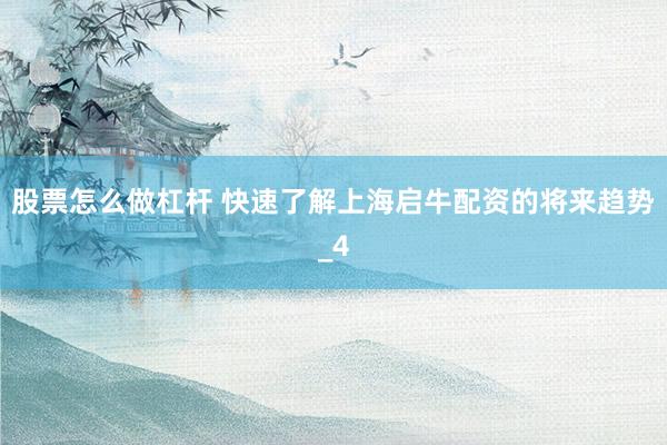 股票怎么做杠杆 快速了解上海启牛配资的将来趋势_4