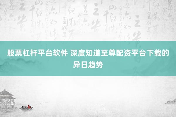 股票杠杆平台软件 深度知道至尊配资平台下载的异日趋势