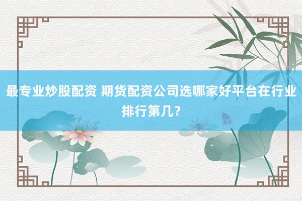 最专业炒股配资 期货配资公司选哪家好平台在行业排行第几？