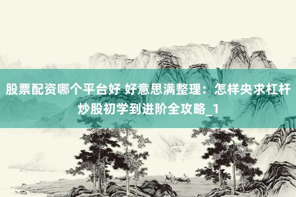 股票配资哪个平台好 好意思满整理：怎样央求杠杆炒股初学到进阶全攻略_1