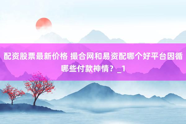 配资股票最新价格 撮合网和易资配哪个好平台因循哪些付款神情？_1