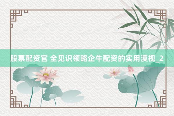 股票配资官 全见识领略企牛配资的实用漠视_2