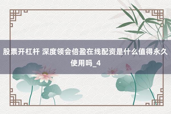 股票开杠杆 深度领会倍盈在线配资是什么值得永久使用吗_4
