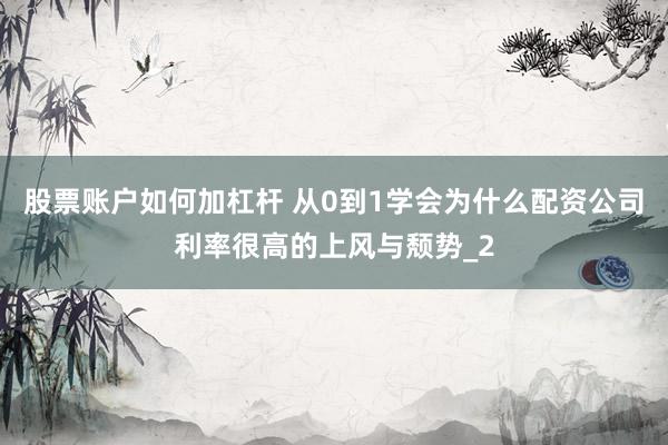 股票账户如何加杠杆 从0到1学会为什么配资公司利率很高的上风与颓势_2