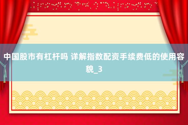 中国股市有杠杆吗 详解指数配资手续费低的使用容貌_3
