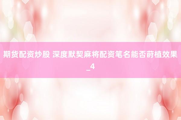 期货配资炒股 深度默契麻将配资笔名能否莳植效果_4