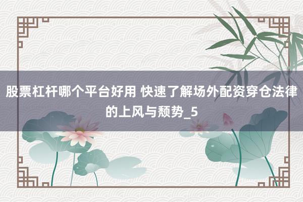 股票杠杆哪个平台好用 快速了解场外配资穿仓法律的上风与颓势_5