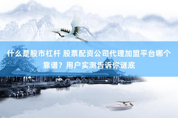 什么是股市杠杆 股票配资公司代理加盟平台哪个靠谱？用户实测告诉你谜底