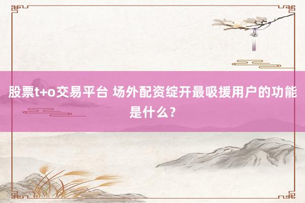 股票t+o交易平台 场外配资绽开最吸援用户的功能是什么？