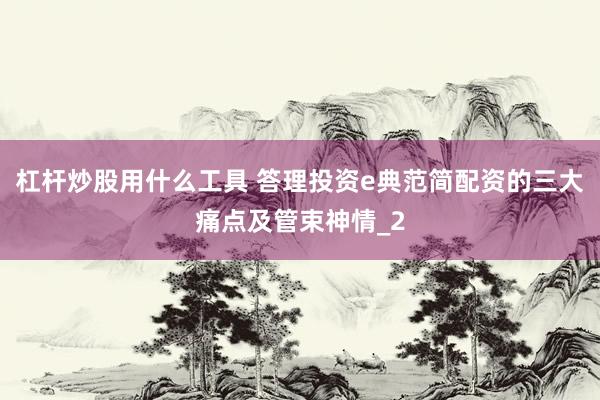 杠杆炒股用什么工具 答理投资e典范简配资的三大痛点及管束神情_2