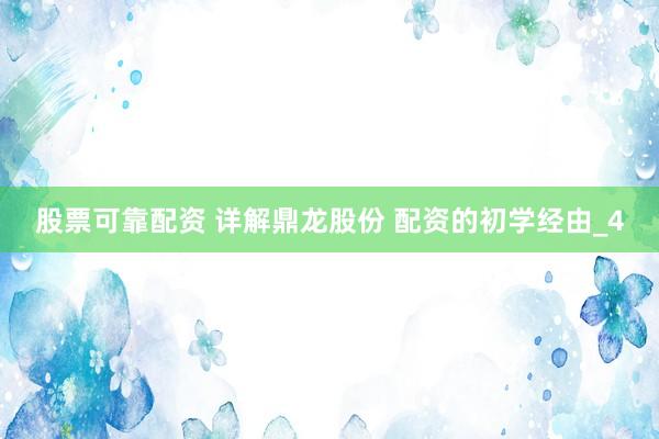 股票可靠配资 详解鼎龙股份 配资的初学经由_4