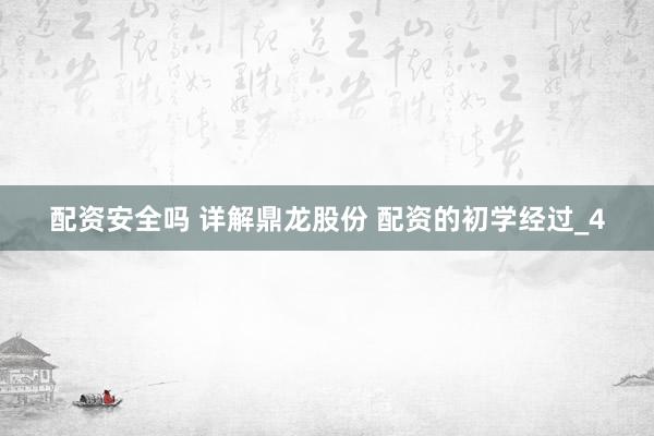 配资安全吗 详解鼎龙股份 配资的初学经过_4