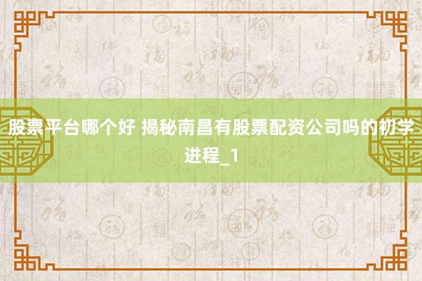 股票平台哪个好 揭秘南昌有股票配资公司吗的初学进程_1