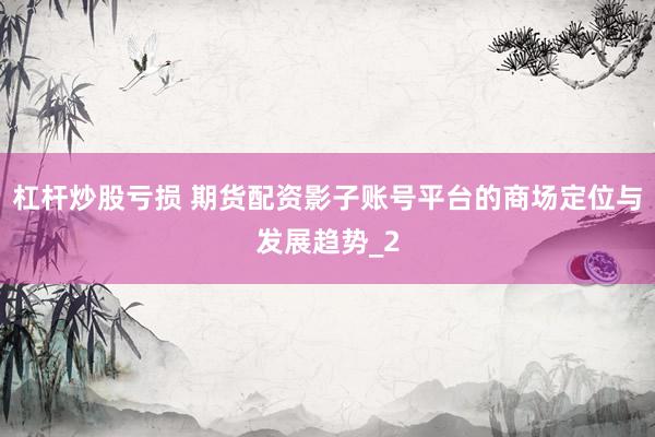 杠杆炒股亏损 期货配资影子账号平台的商场定位与发展趋势_2