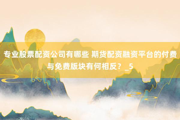 专业股票配资公司有哪些 期货配资融资平台的付费与免费版块有何相反？_5