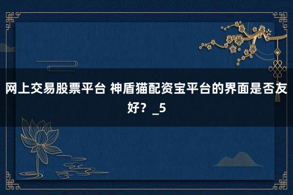 网上交易股票平台 神盾猫配资宝平台的界面是否友好？_5