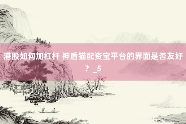 港股如何加杠杆 神盾猫配资宝平台的界面是否友好？_5