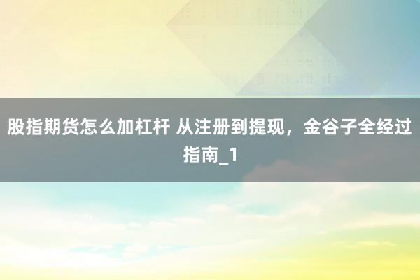 股指期货怎么加杠杆 从注册到提现，金谷子全经过指南_1