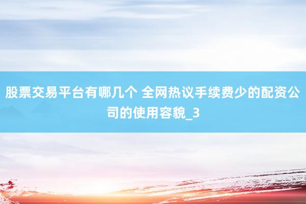 股票交易平台有哪几个 全网热议手续费少的配资公司的使用容貌_3