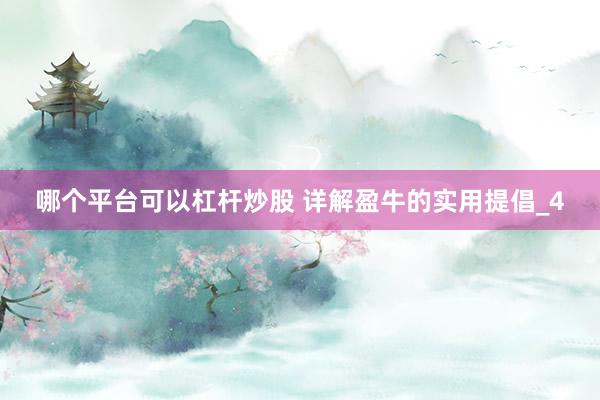 哪个平台可以杠杆炒股 详解盈牛的实用提倡_4