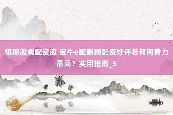 短期股票配资股 宝牛e配翻翻配资好评若何用着力最高？实用指南_5