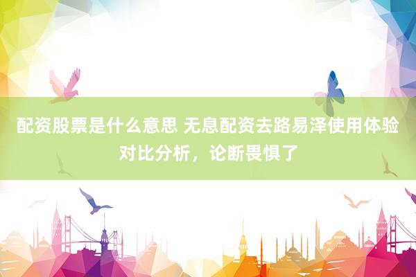 配资股票是什么意思 无息配资去路易泽使用体验对比分析，论断畏惧了