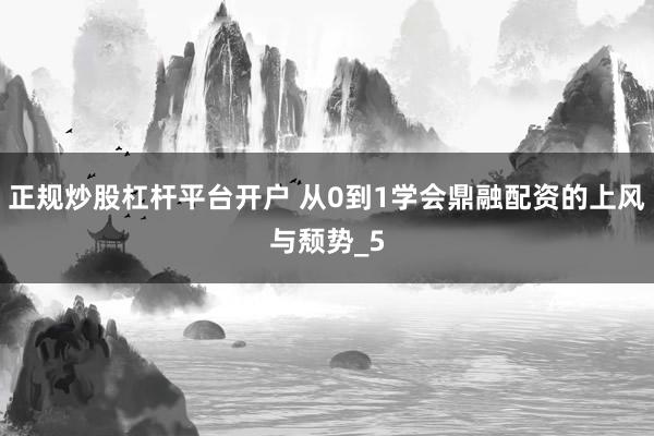 正规炒股杠杆平台开户 从0到1学会鼎融配资的上风与颓势_5