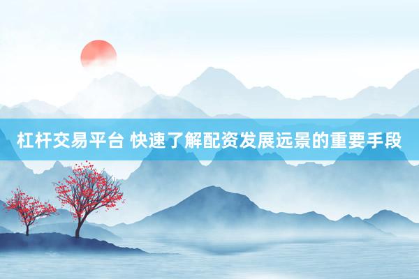 杠杆交易平台 快速了解配资发展远景的重要手段