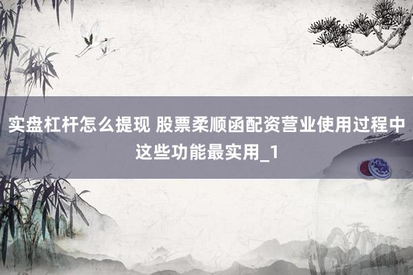 实盘杠杆怎么提现 股票柔顺函配资营业使用过程中这些功能最实用_1
