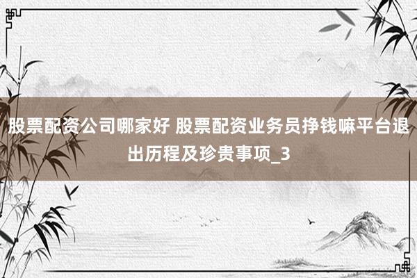 股票配资公司哪家好 股票配资业务员挣钱嘛平台退出历程及珍贵事项_3