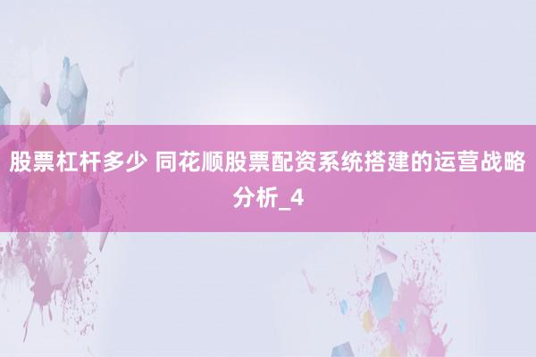 股票杠杆多少 同花顺股票配资系统搭建的运营战略分析_4
