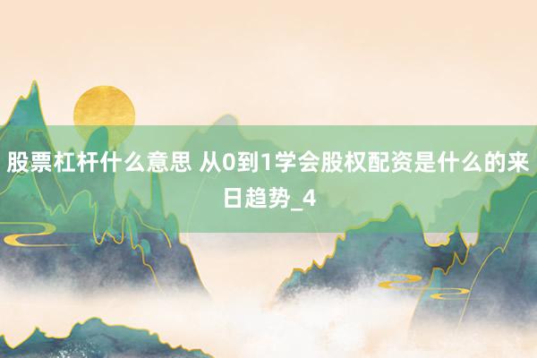 股票杠杆什么意思 从0到1学会股权配资是什么的来日趋势_4