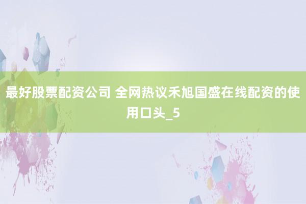 最好股票配资公司 全网热议禾旭国盛在线配资的使用口头_5